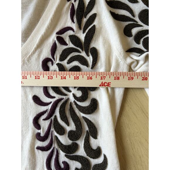 Rachael Roy Embroidered sweater Cottagecore MED Merino Wool Blend texture - Picture 8 of 12